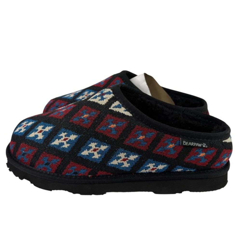 Bearpaw Tabitha Calico Womens Slippers Black Red‎ Blue Geometric 3388W Size 13